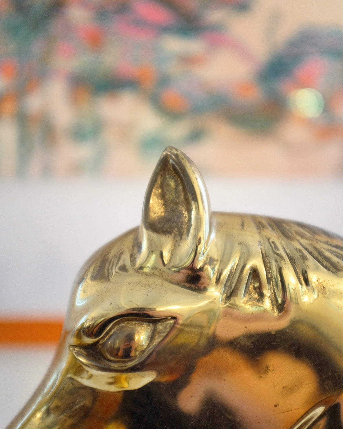 Solid Brass Horse Head Andirons