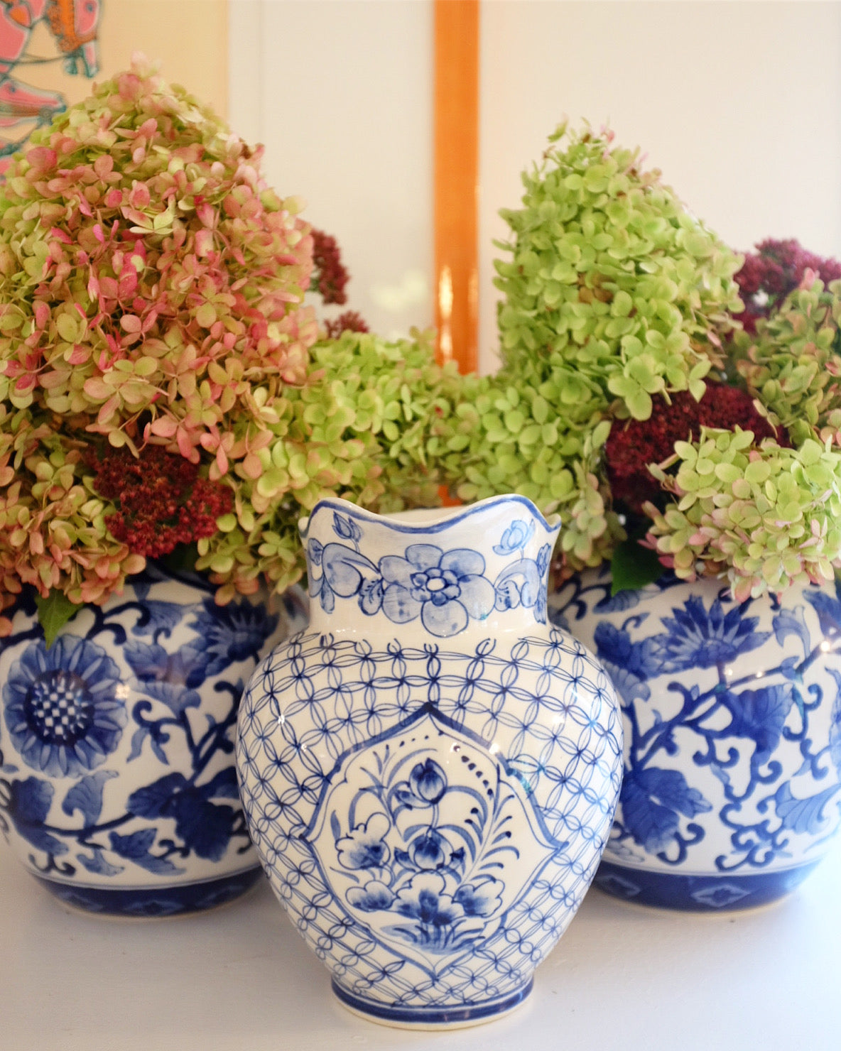 Blue and White Pitcher