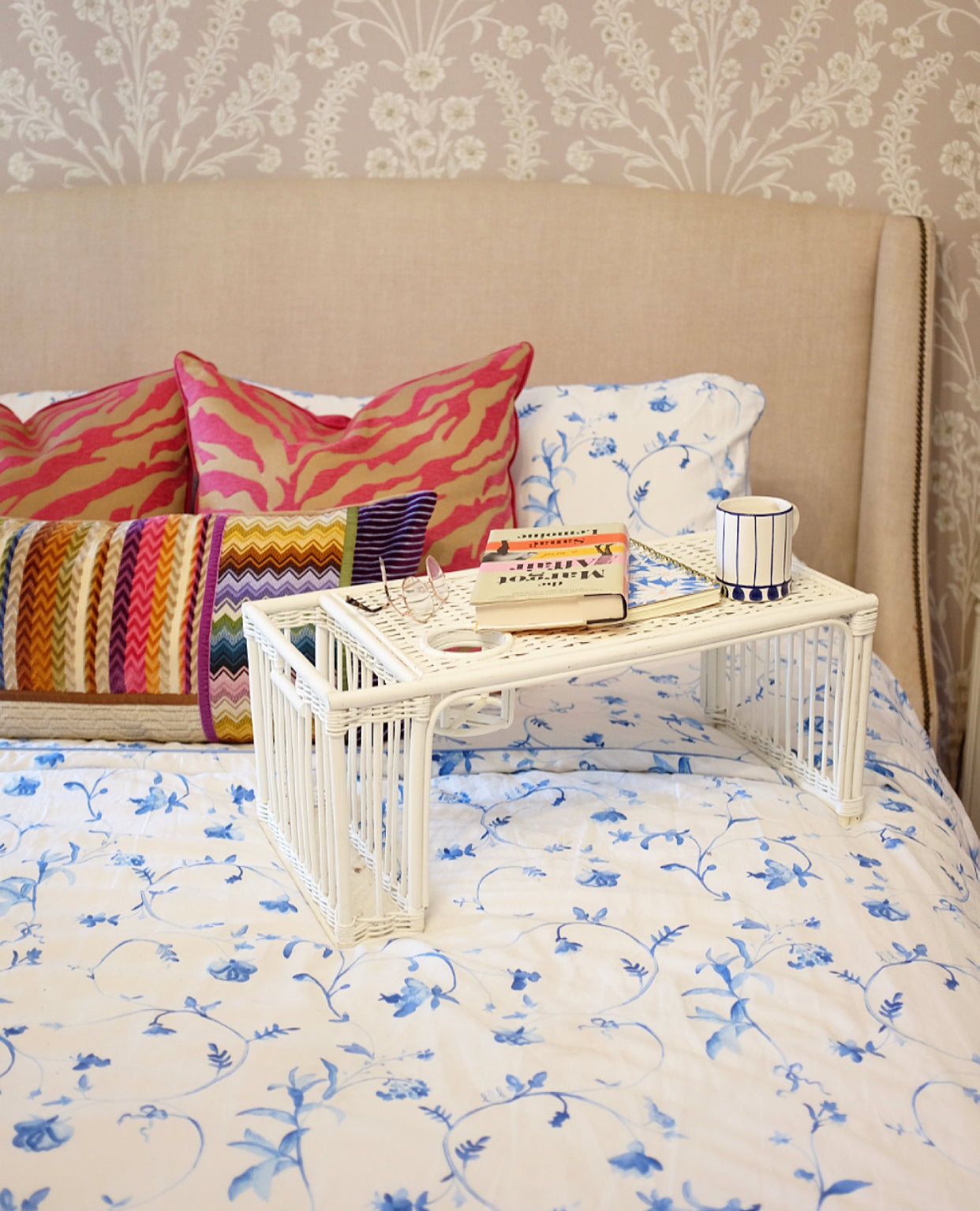 White Wicker Breakfast Tray