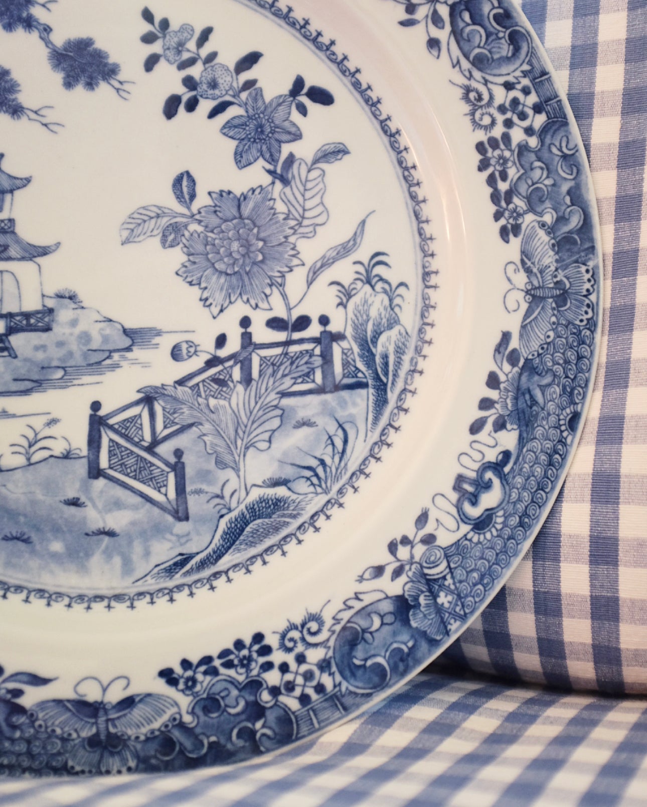 Blue and White Chinoiserie Round Platter