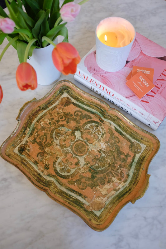 Florentine Pink and Gold Tray