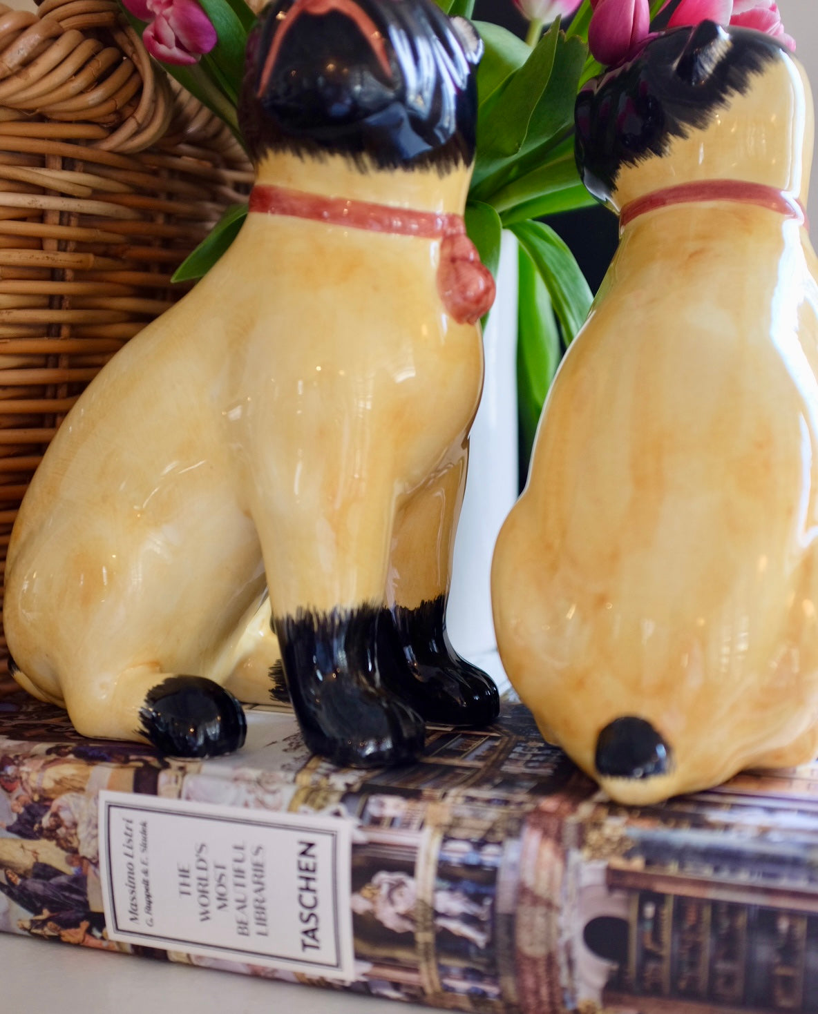 Pair of Rare Italian Porcelain Dog Statues