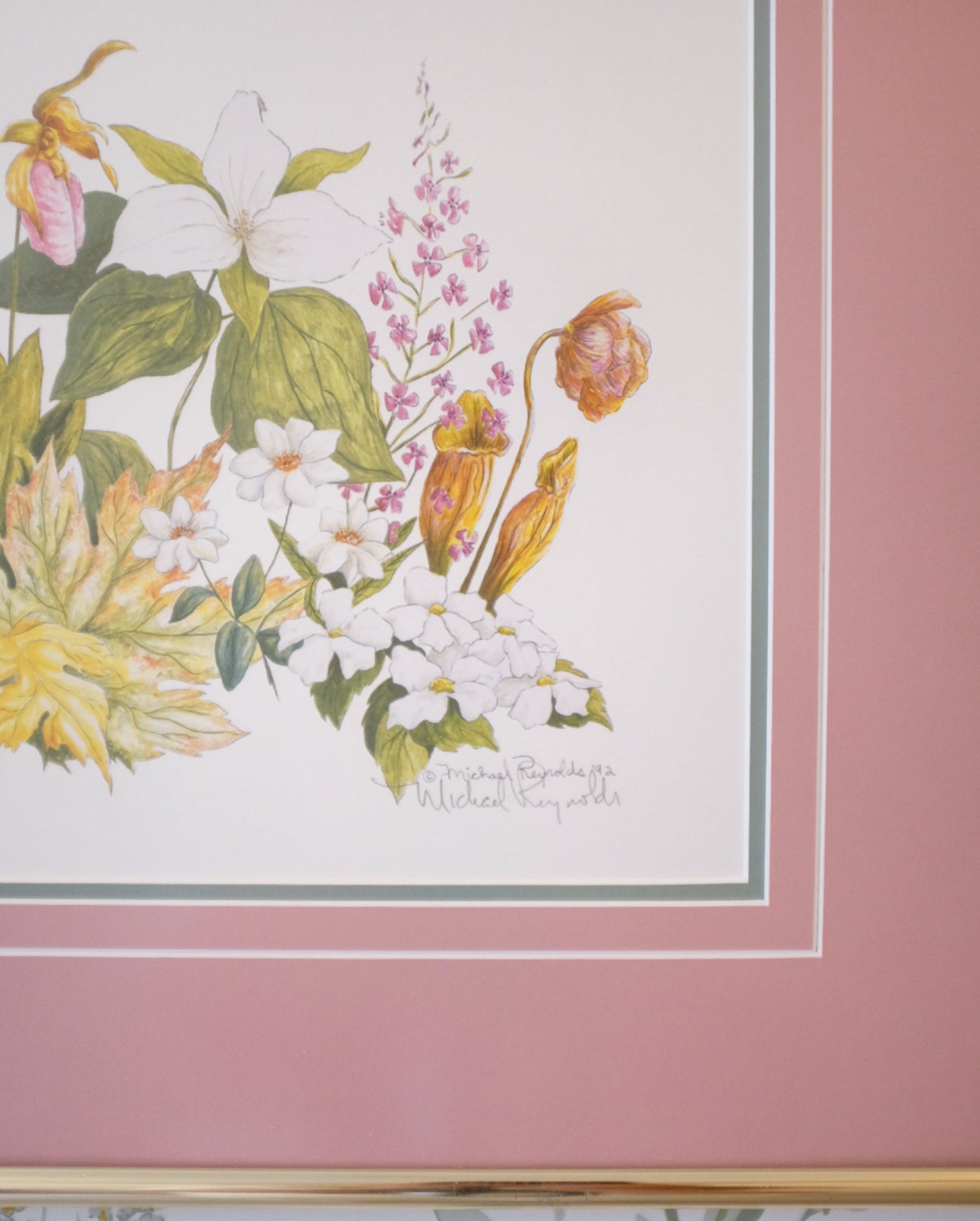 Canadian Bouquet Print with Pink Matting