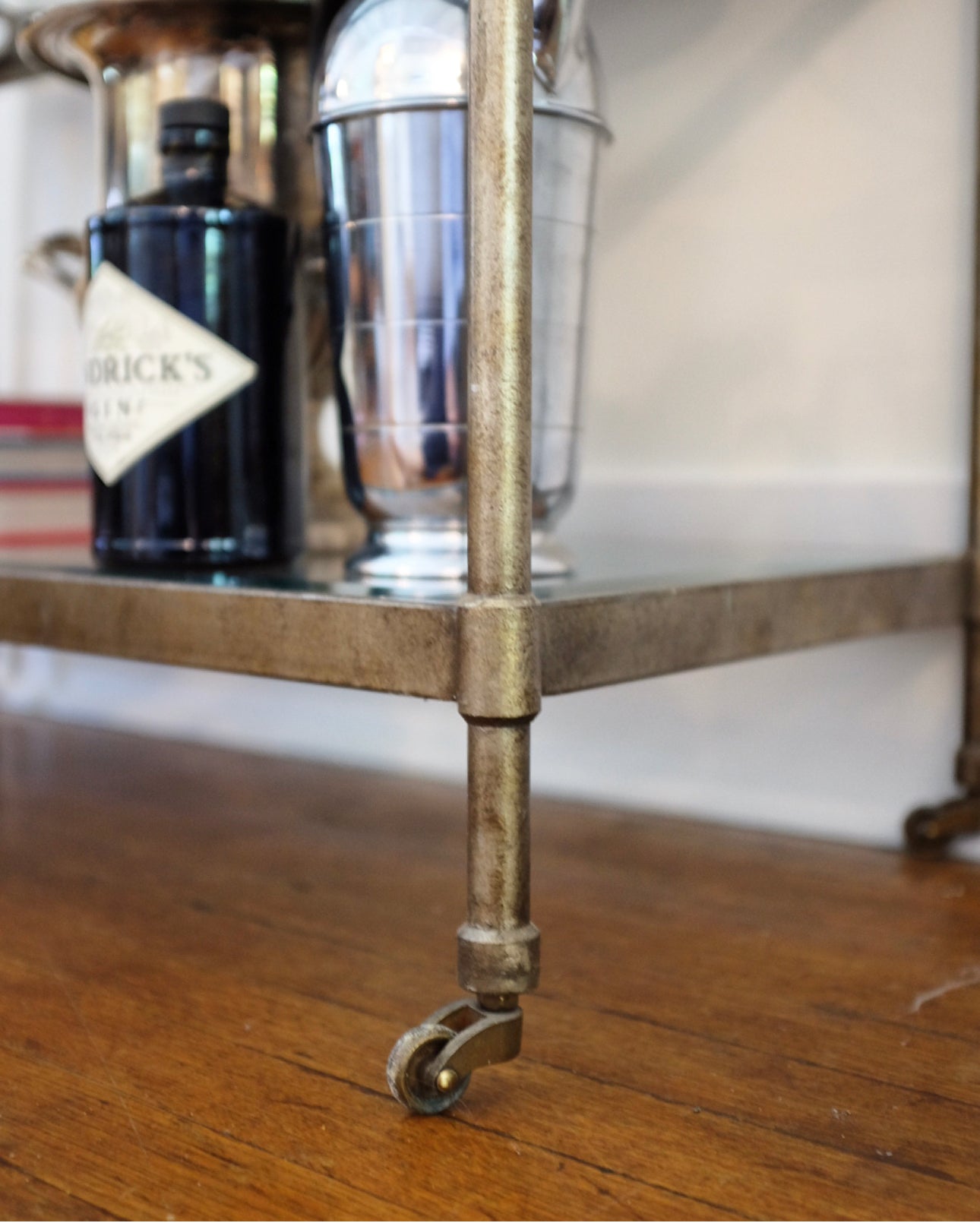 Drexel Brass Console Table/Bar Cart on Casters