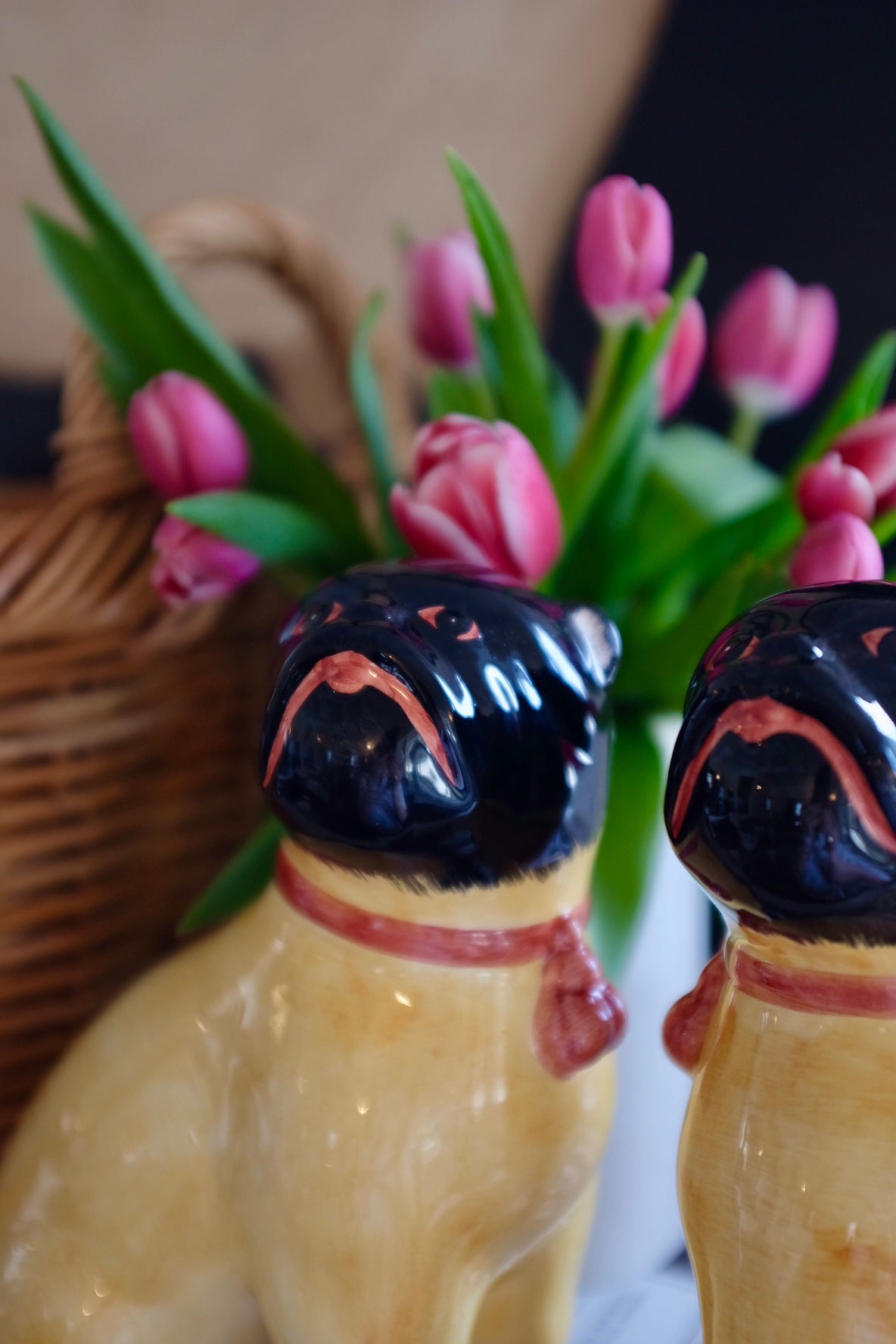 Pair of Rare Italian Porcelain Dog Statues