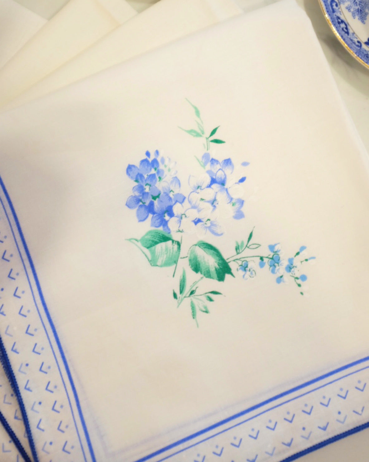 Blue and White Floral Napkins