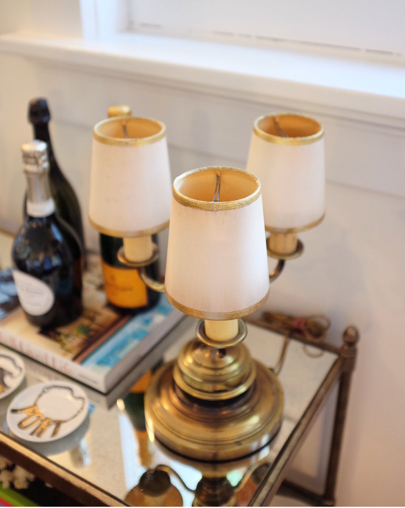 Drexel Brass Console Table/Bar Cart on Casters