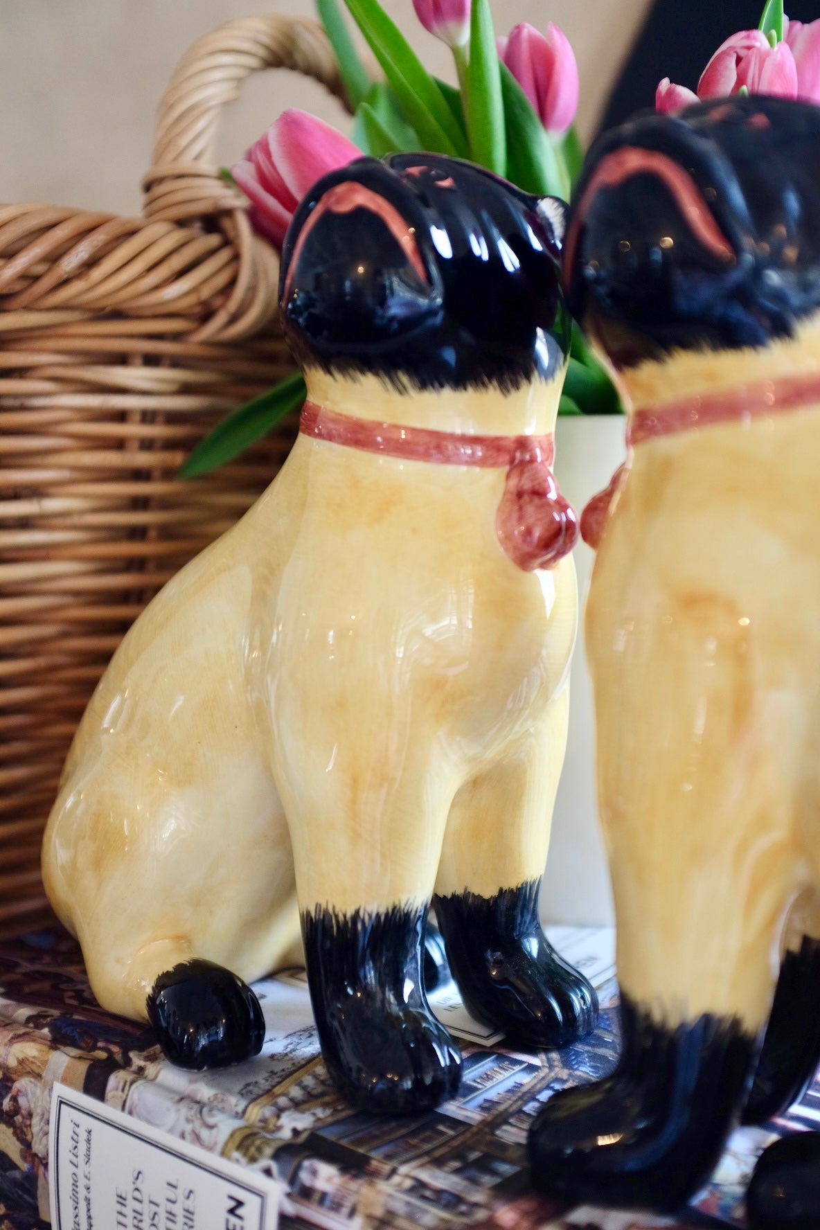 Pair of Rare Italian Porcelain Dog Statues