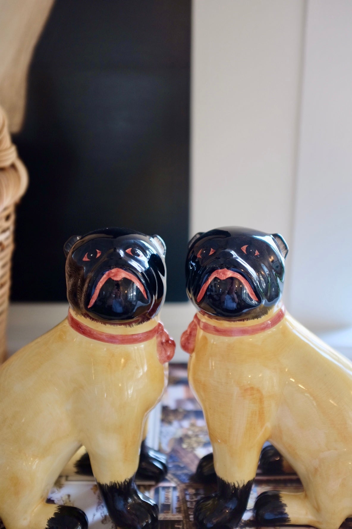 Pair of Rare Italian Porcelain Dog Statues
