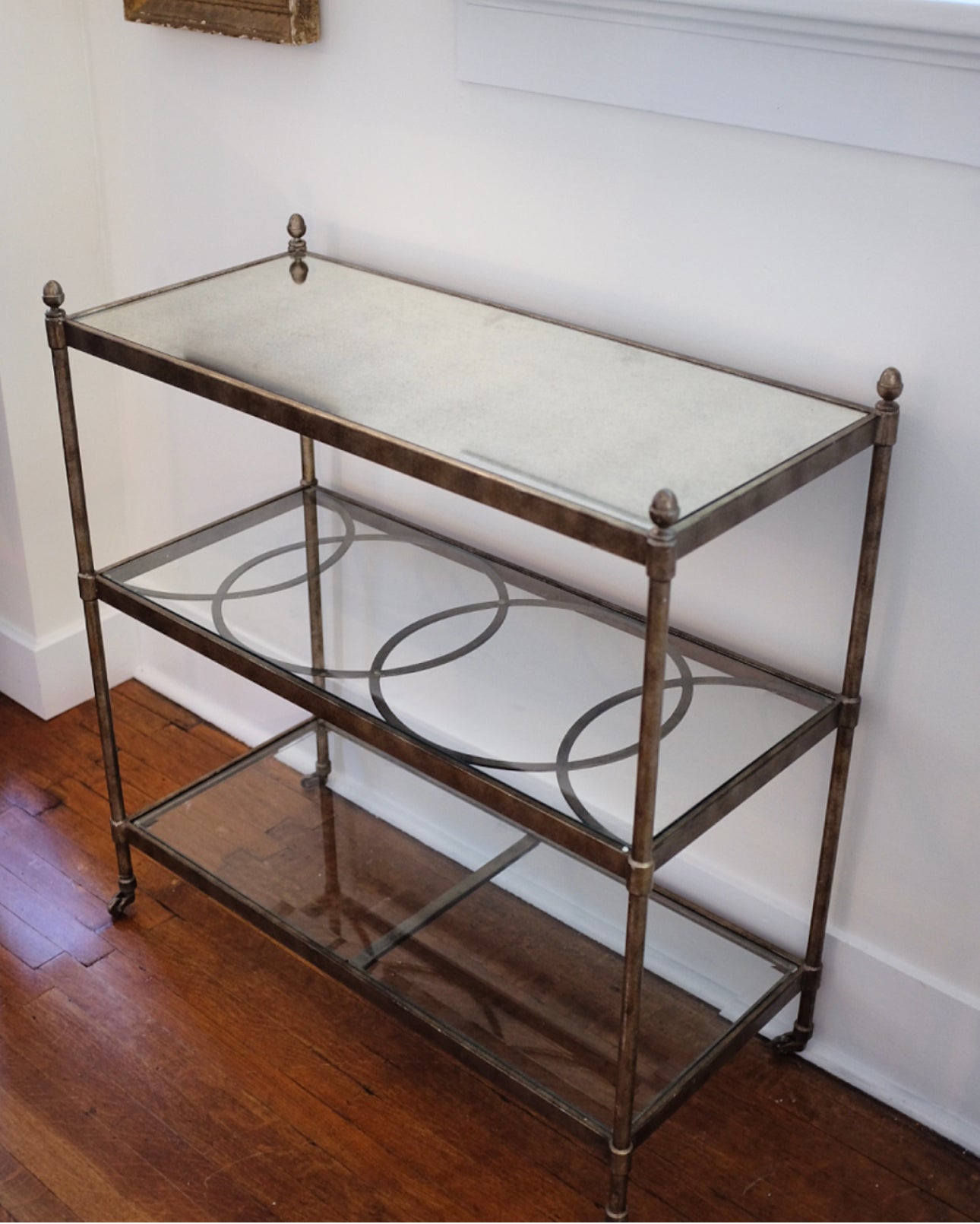 Drexel Brass Console Table/Bar Cart on Casters