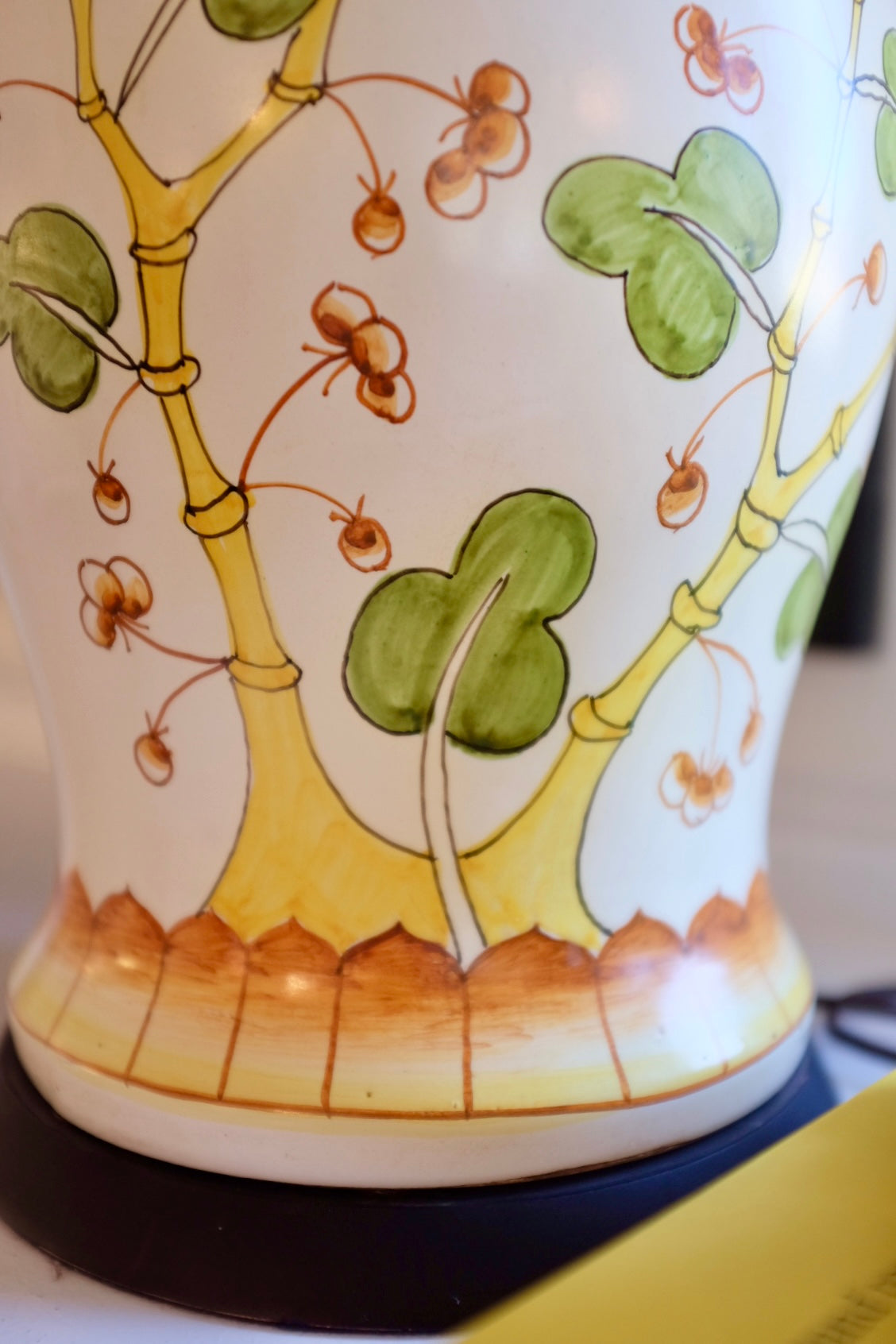 1960s Norman Perry Botanical Painted Ginger Jar Lamp