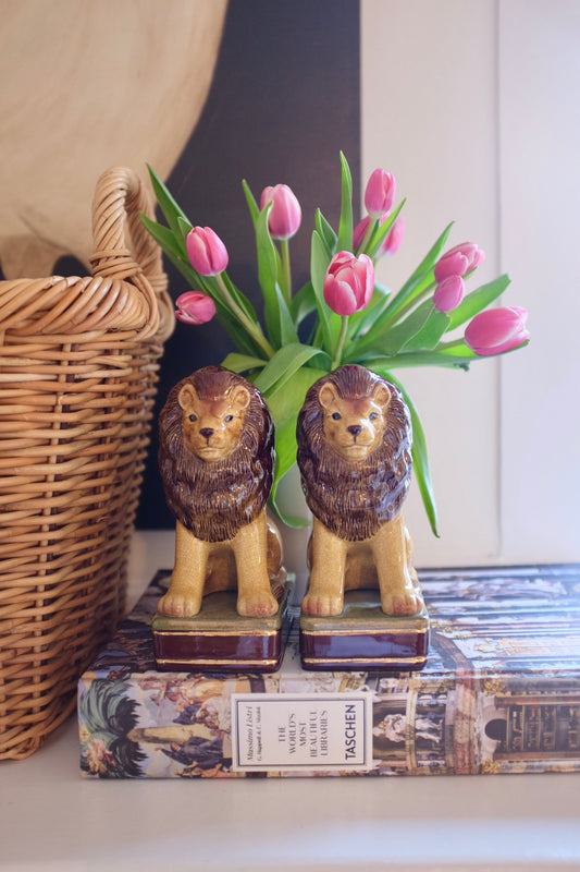 Pair of Ceramic Japanese Lion Bookends
