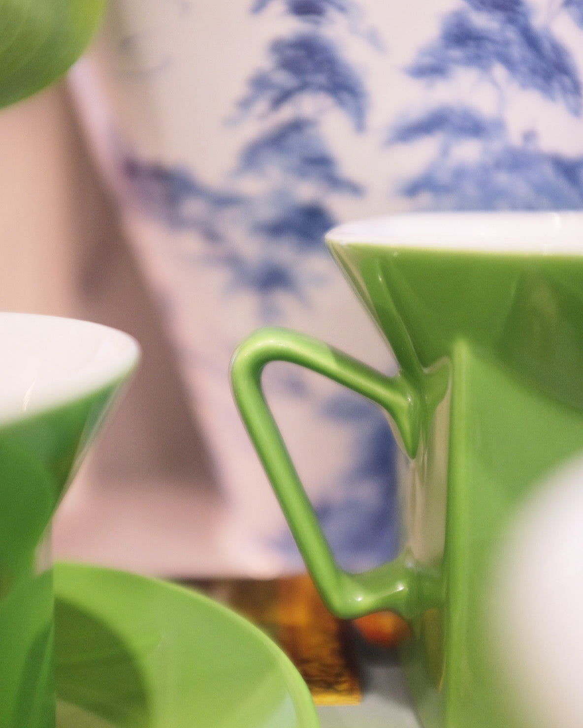 Green and White Johnson Bros. Square Tea Set