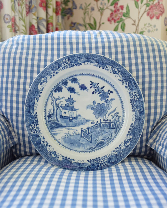Blue and White Chinoiserie Round Platter