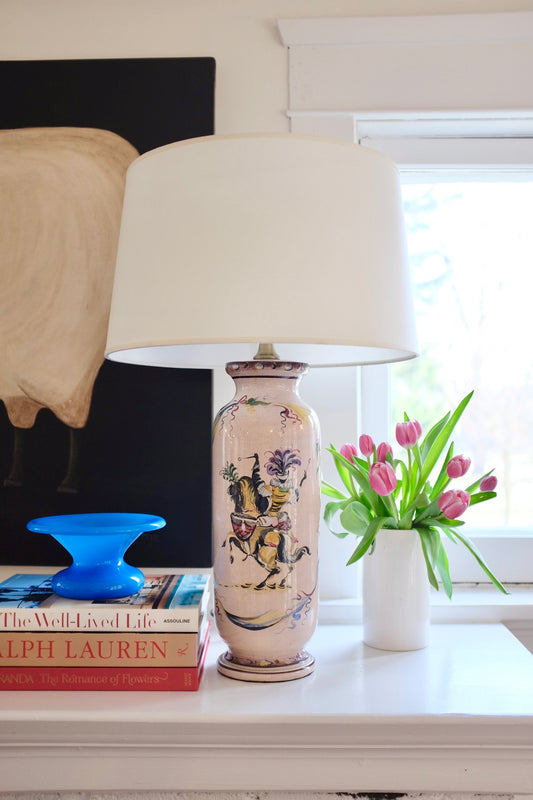 Tall Italian Hand Painted Table Lamp