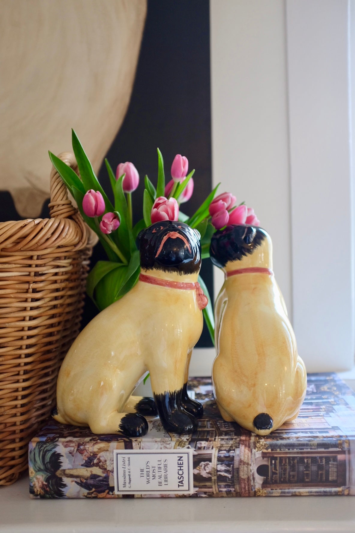 Pair of Rare Italian Porcelain Dog Statues