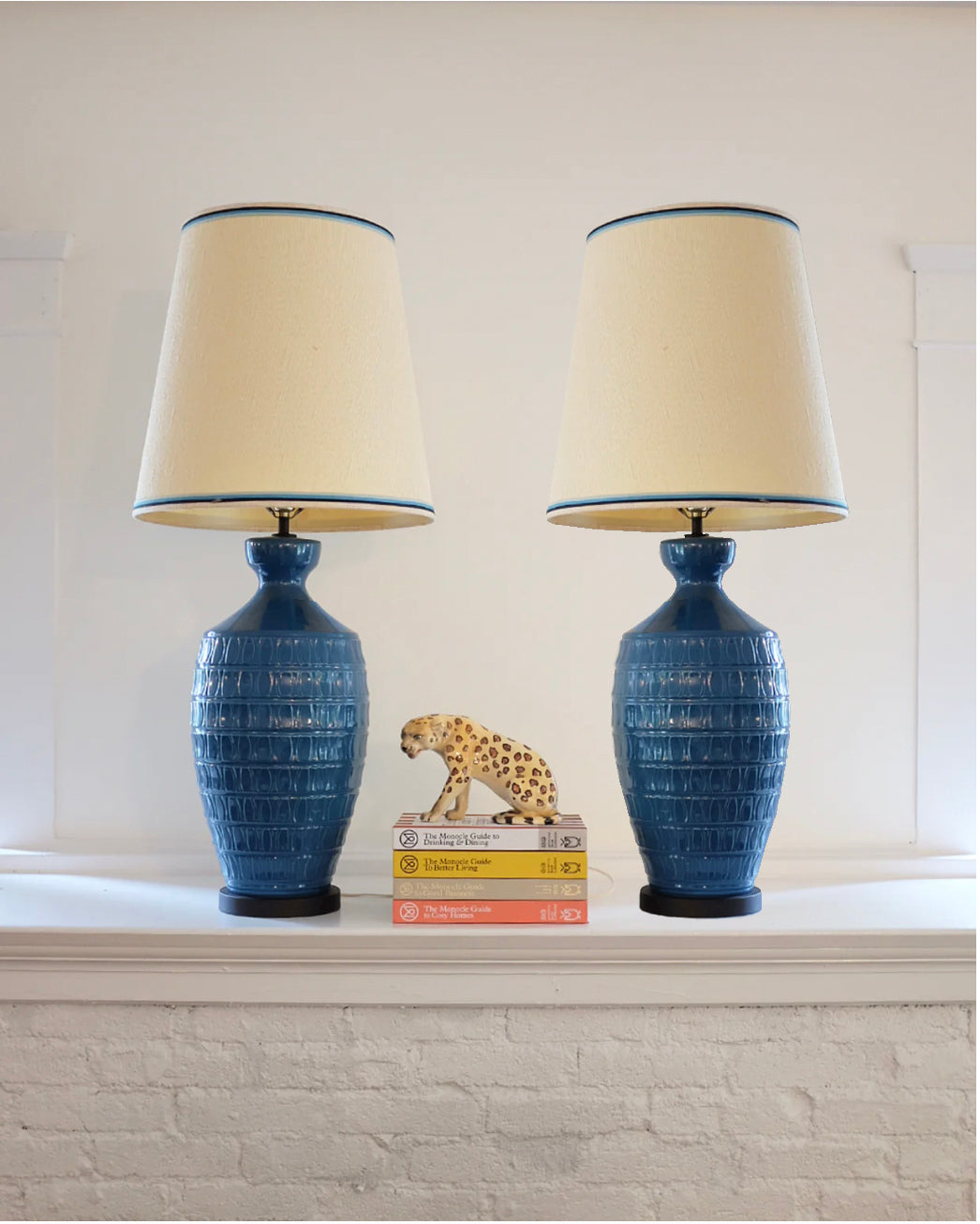Pair of Large Blue MCM Table Lamps
