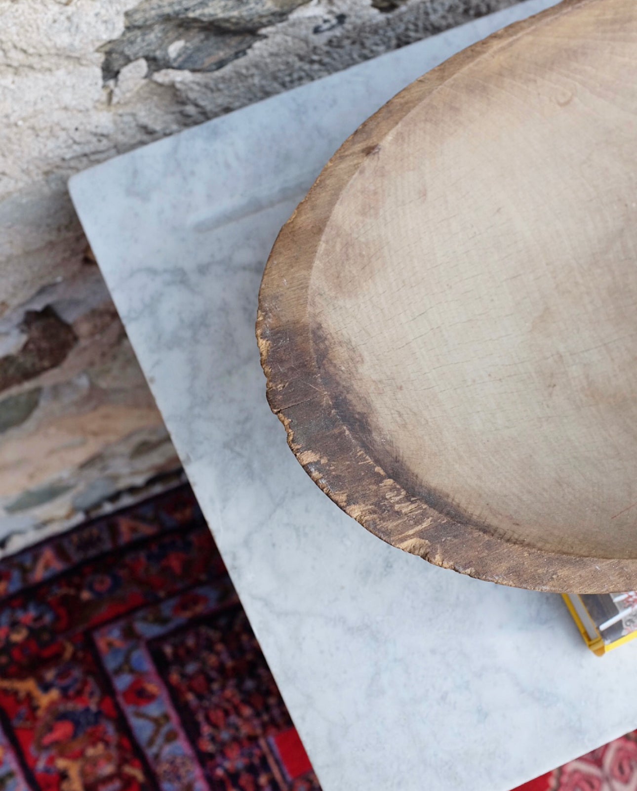 Antique Dough Bowl with Butter Paddle