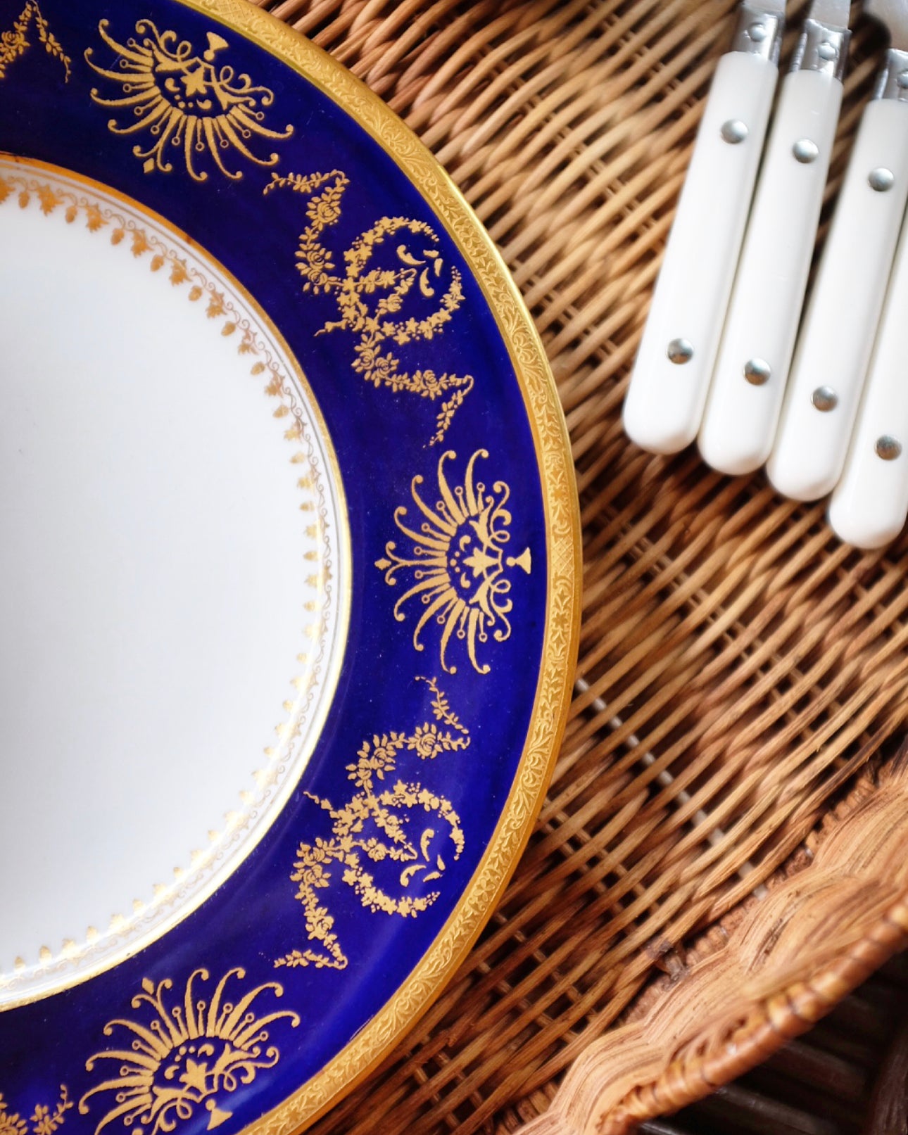 China Plate with Navy and Gold Trim