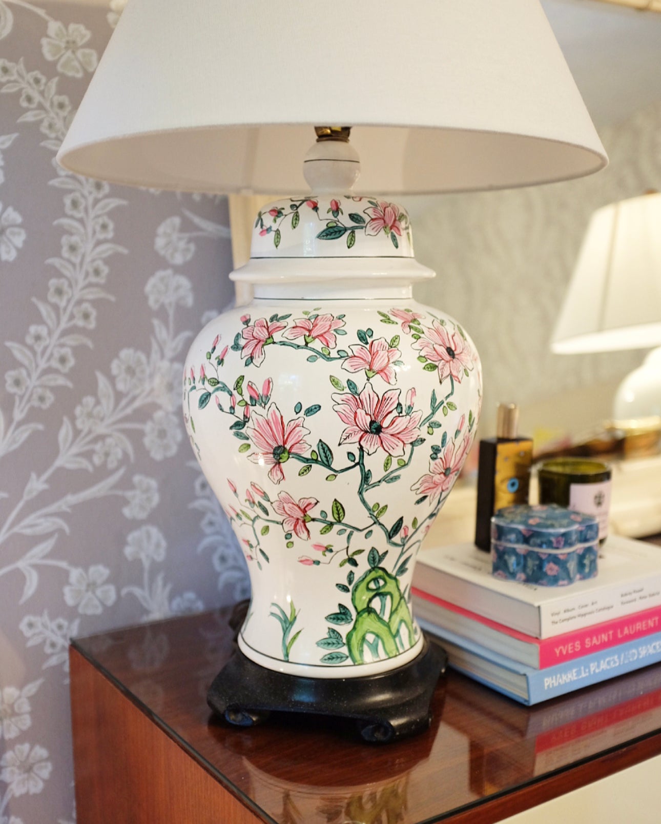 Hand Painted Floral Ginger Jar Lamp