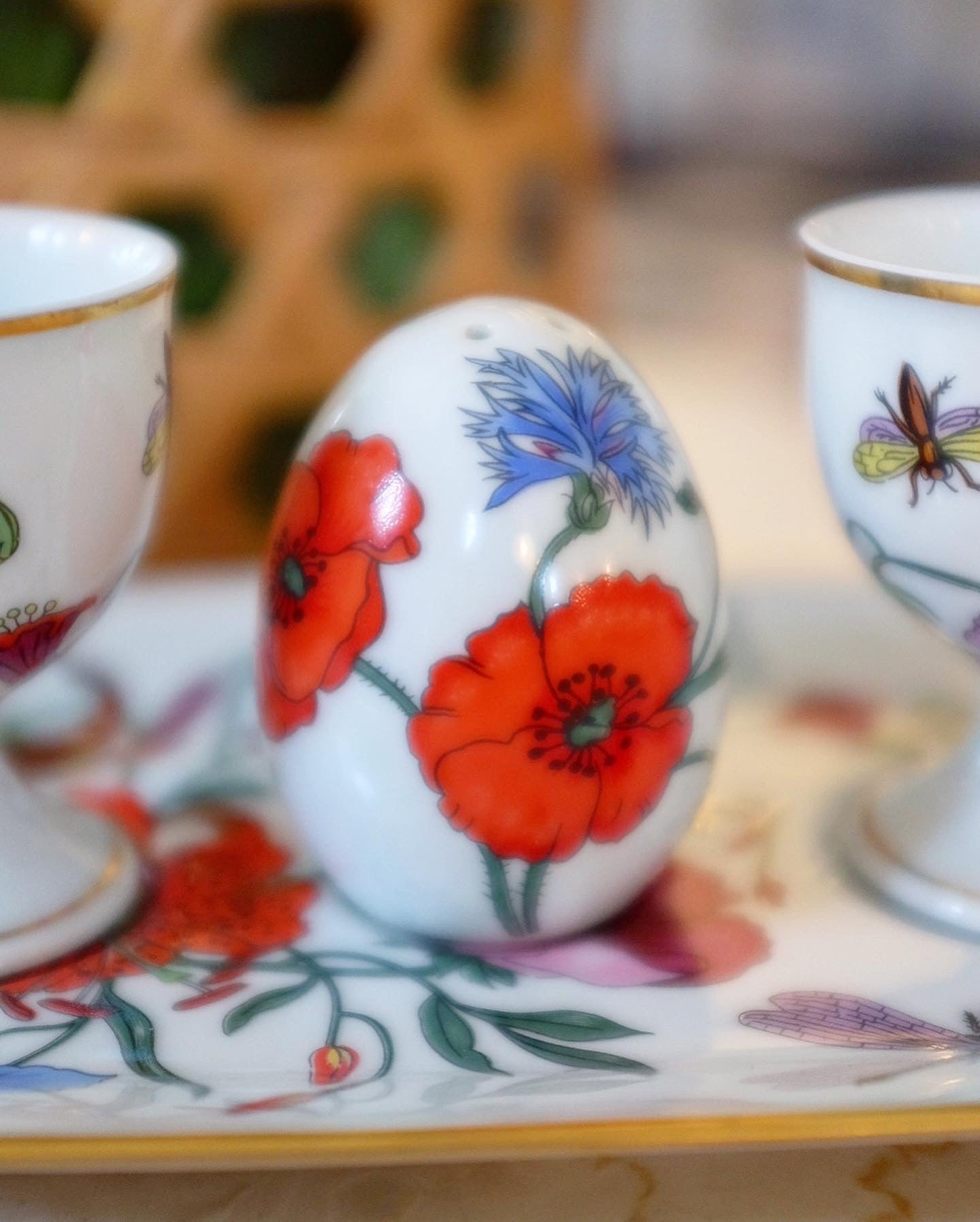 1980s Gucci x Bernardaud Limoges Egg Cup Set