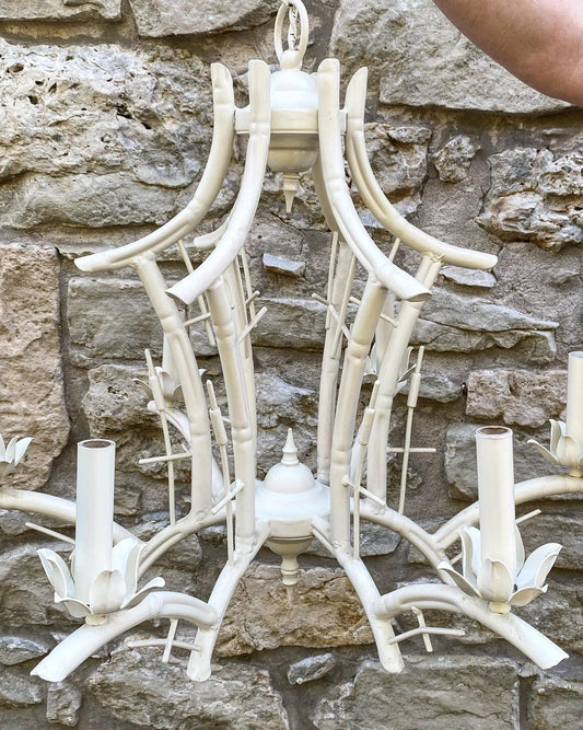 Cream Faux Bamboo Chandelier