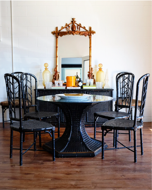 Faux Bamboo & Cane Table and Chairs