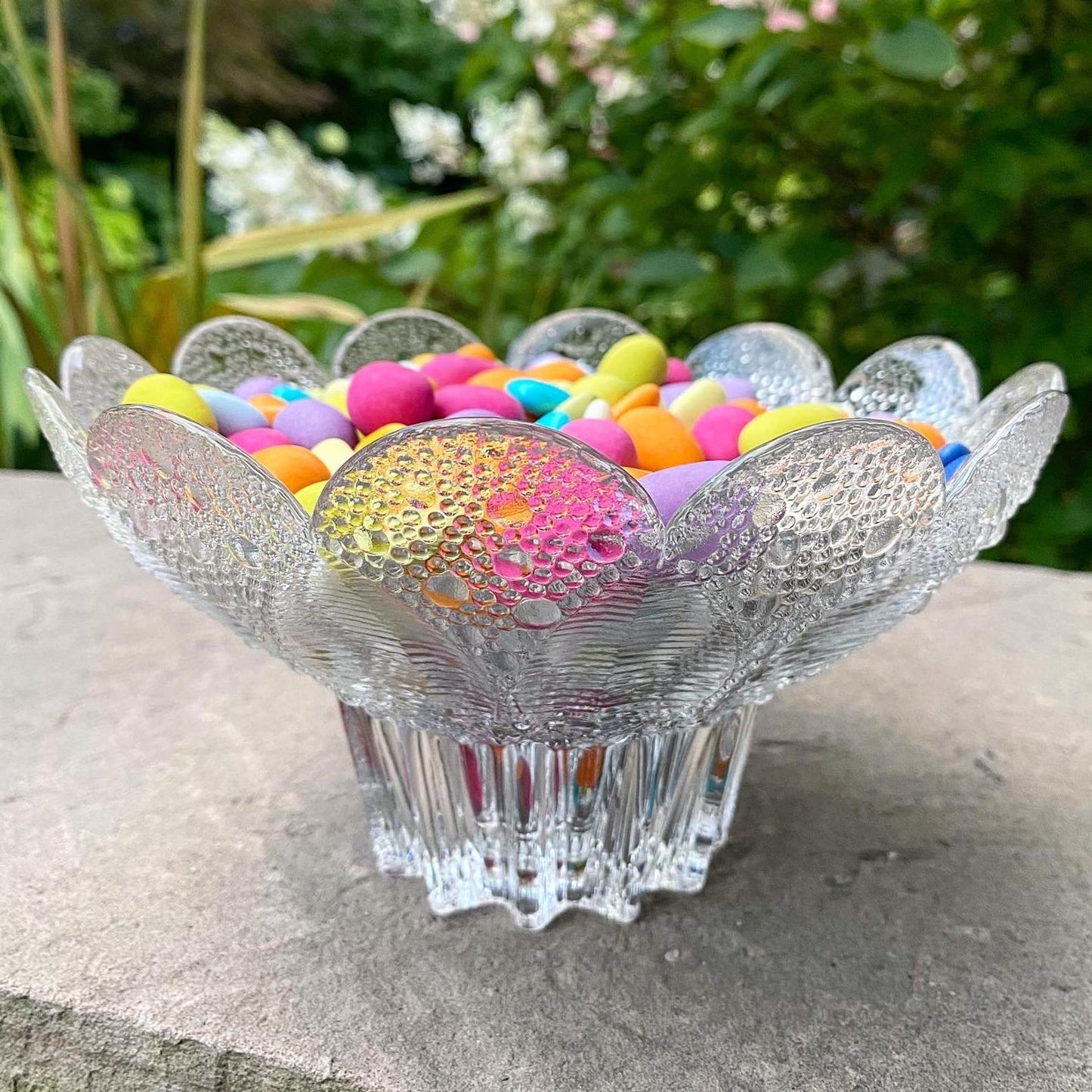 Flower Shaped Crystal Serving Bowl