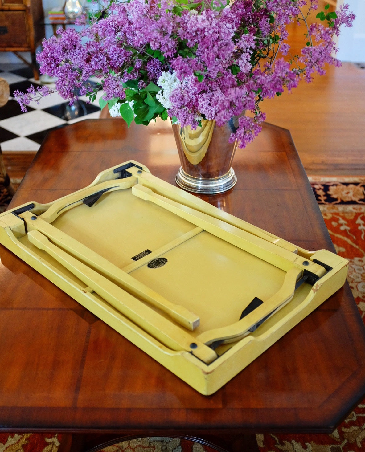 1930s Hayes British Yellow Chinoiserie Tray Table