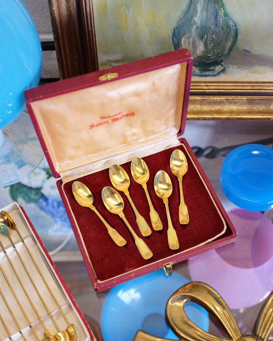 French Gold Plated Demi-Tasse Spoons