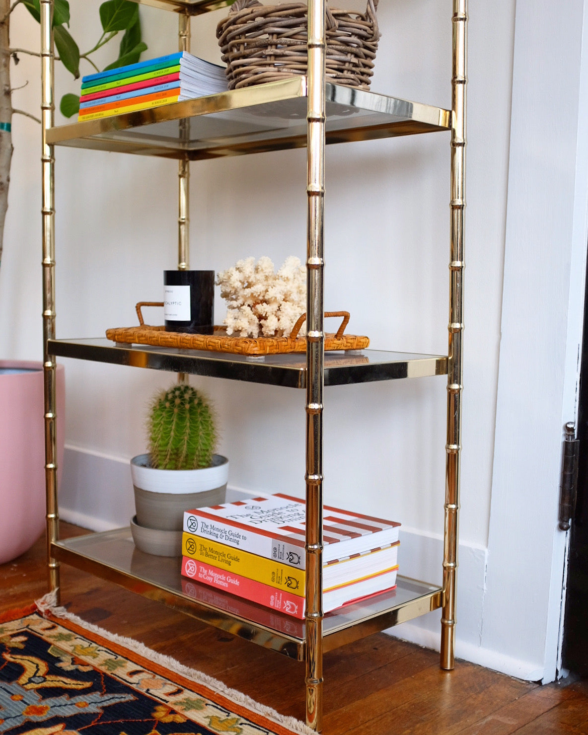 Brass Faux Bamboo Etagere