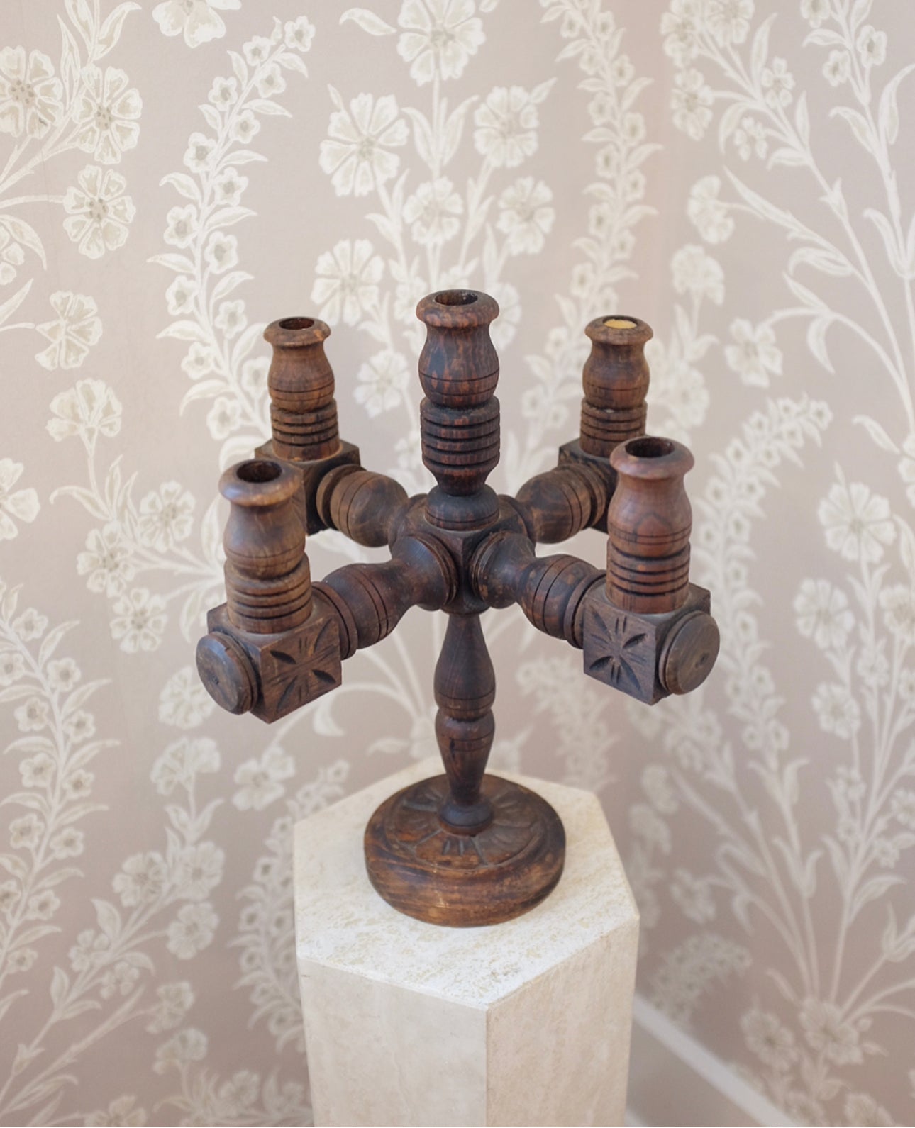 Carved Wood Candelabra