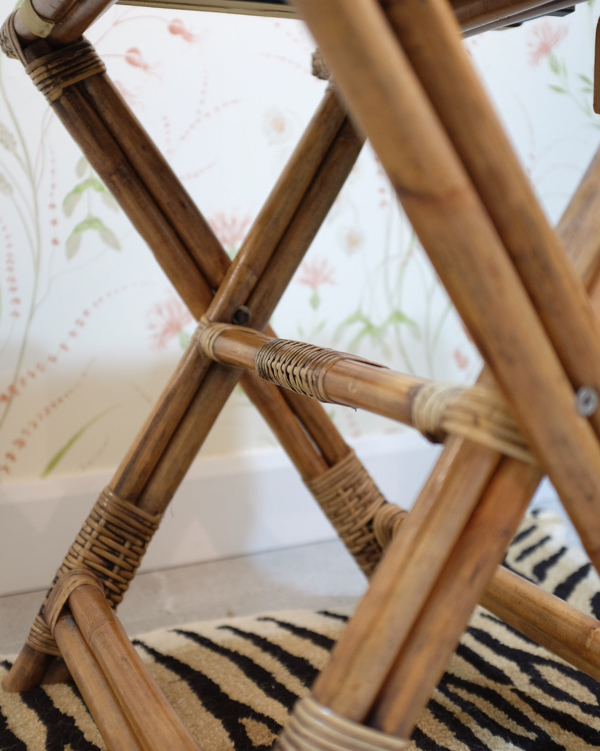 Burnt Bamboo and Wicker Luggage Rack