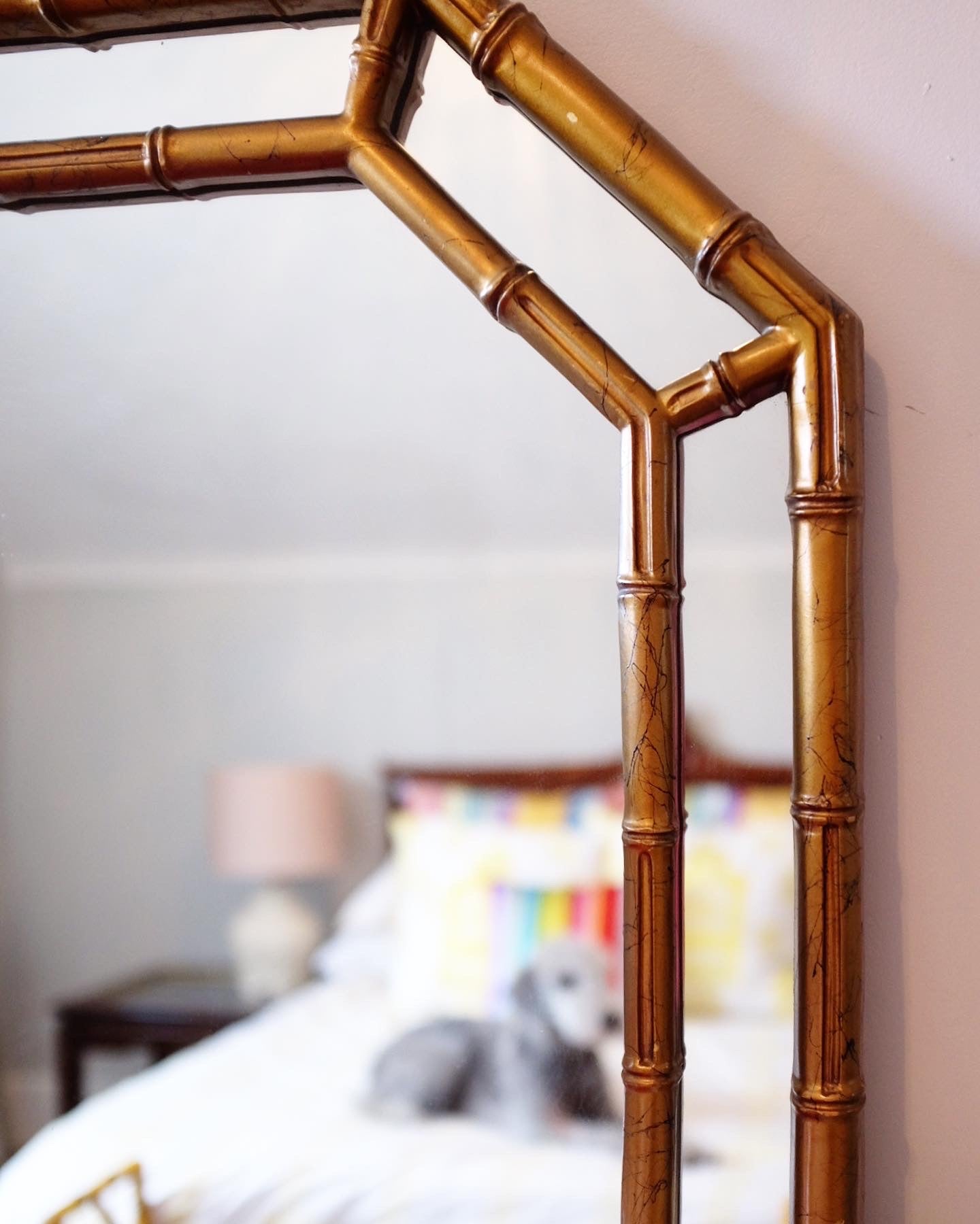 Octagonal Faux Bamboo Mirror