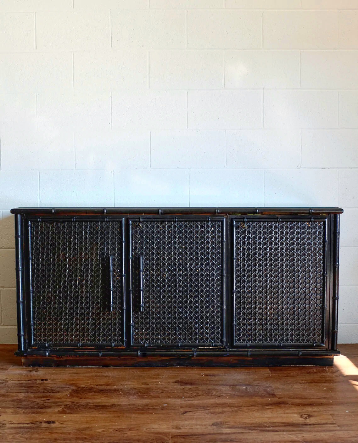 Faux Bamboo and Cane Credenza