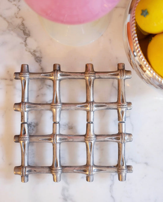 Silver Plate Faux Bamboo Trivet