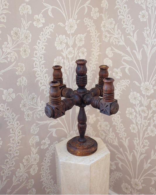 Carved Wood Candelabra