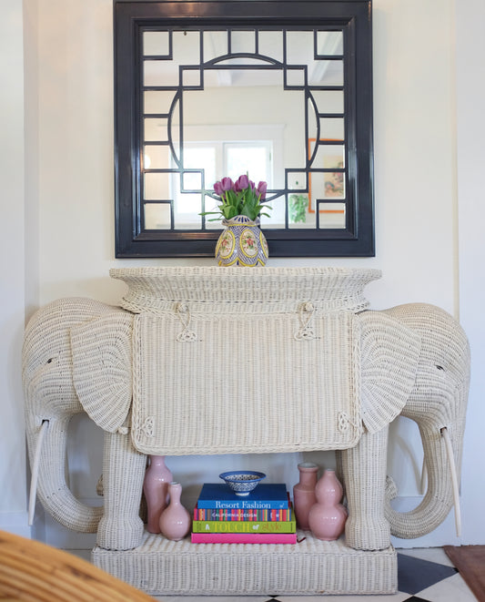 White Wicker Elephant Bar