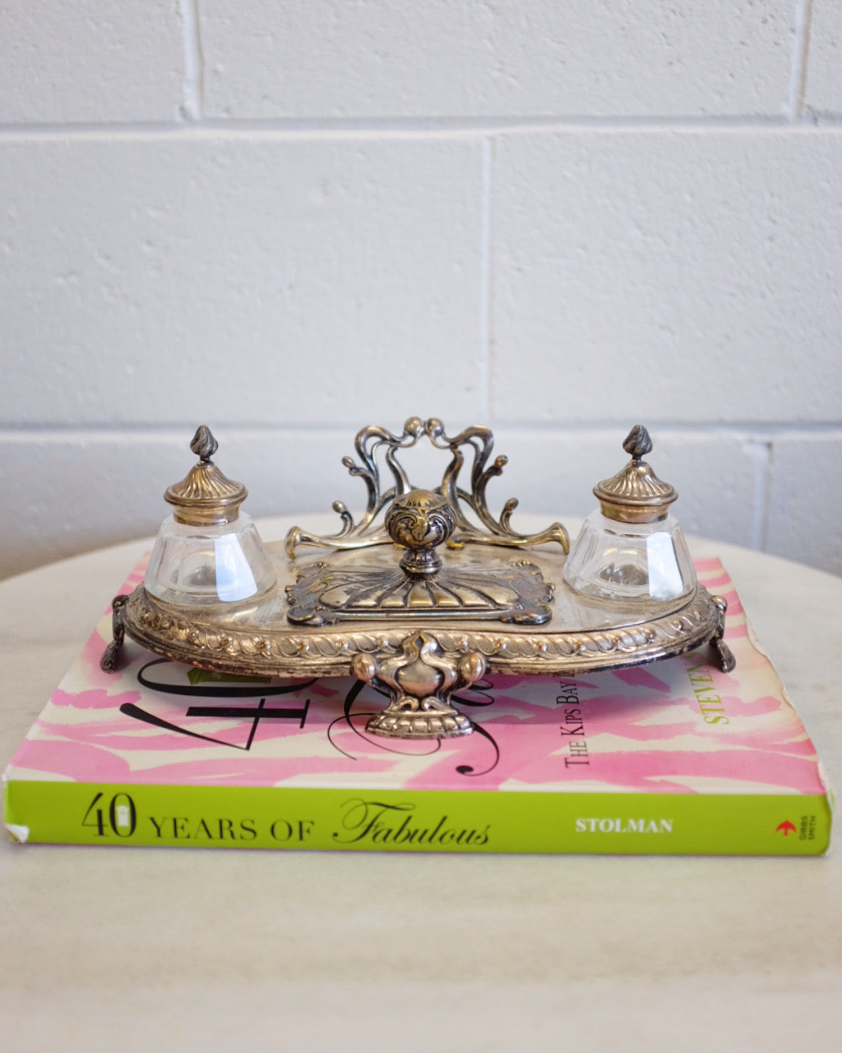 Silver Plate Desk Set Ink Stand