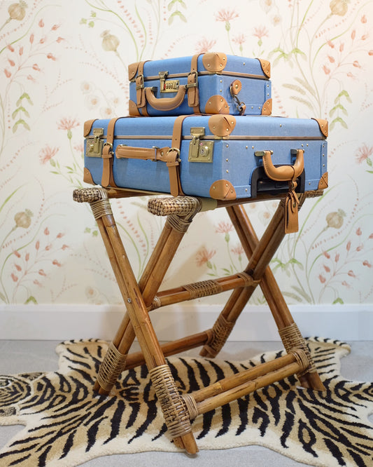 Burnt Bamboo and Wicker Luggage Rack