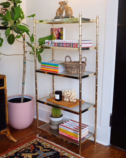 Brass Faux Bamboo Etagere