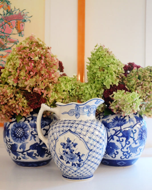 Blue and White Pitcher