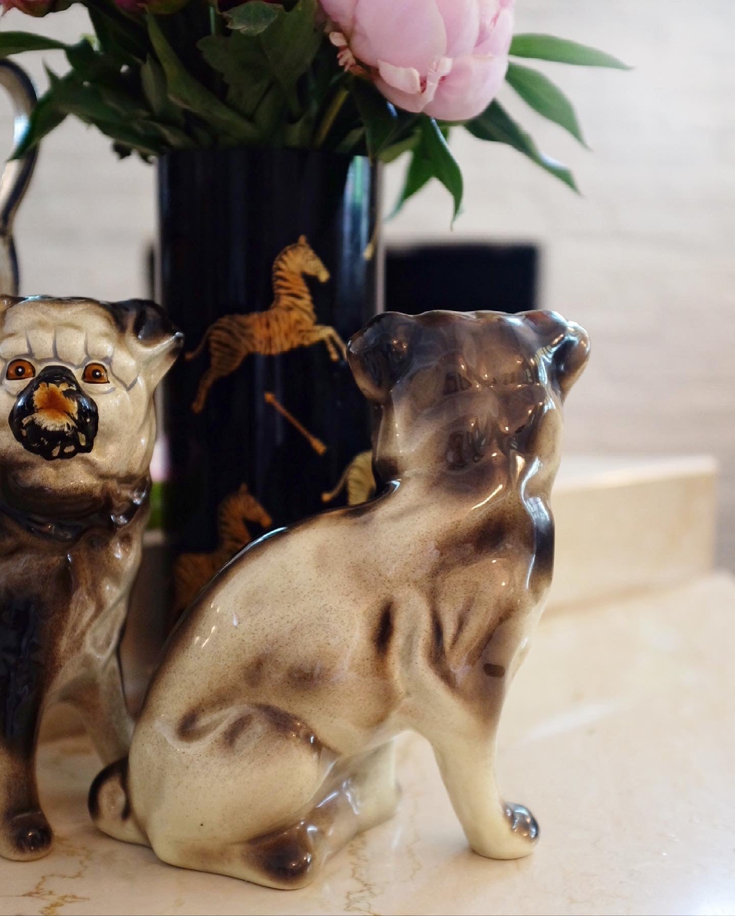 Pair of Ceramic Pugs