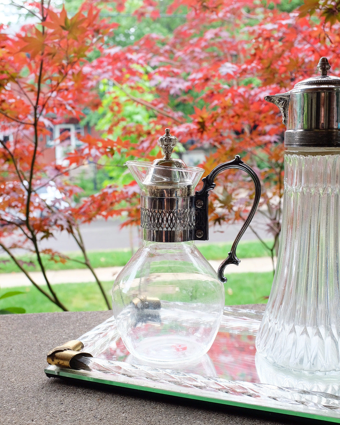 Glass and Silver Coffee Carafe