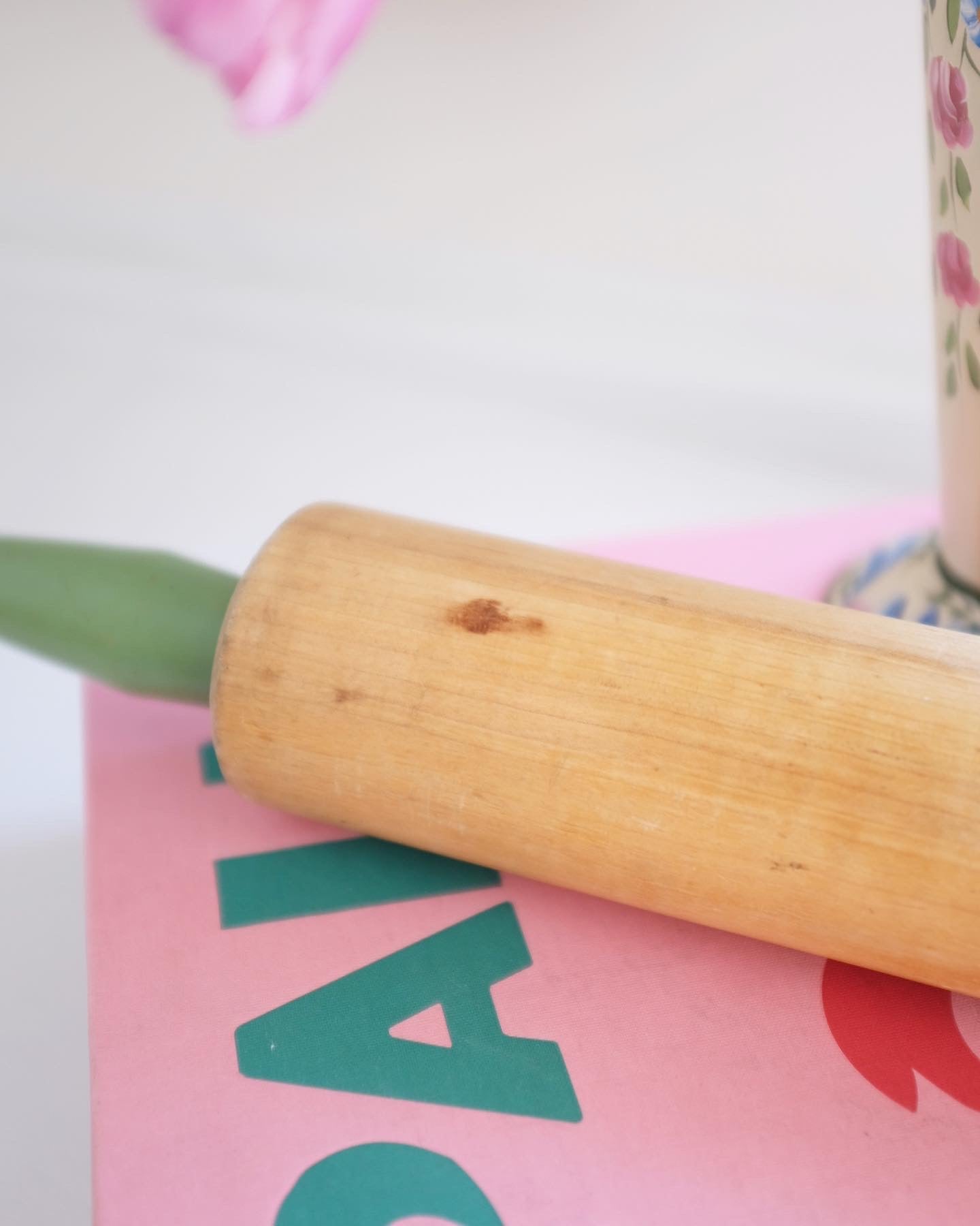 Rolling Pin with Mint Green Handles