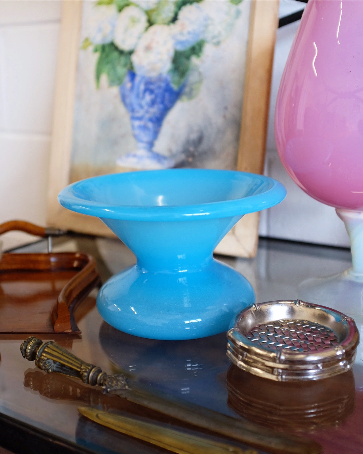 French Blue Opaline Bowl