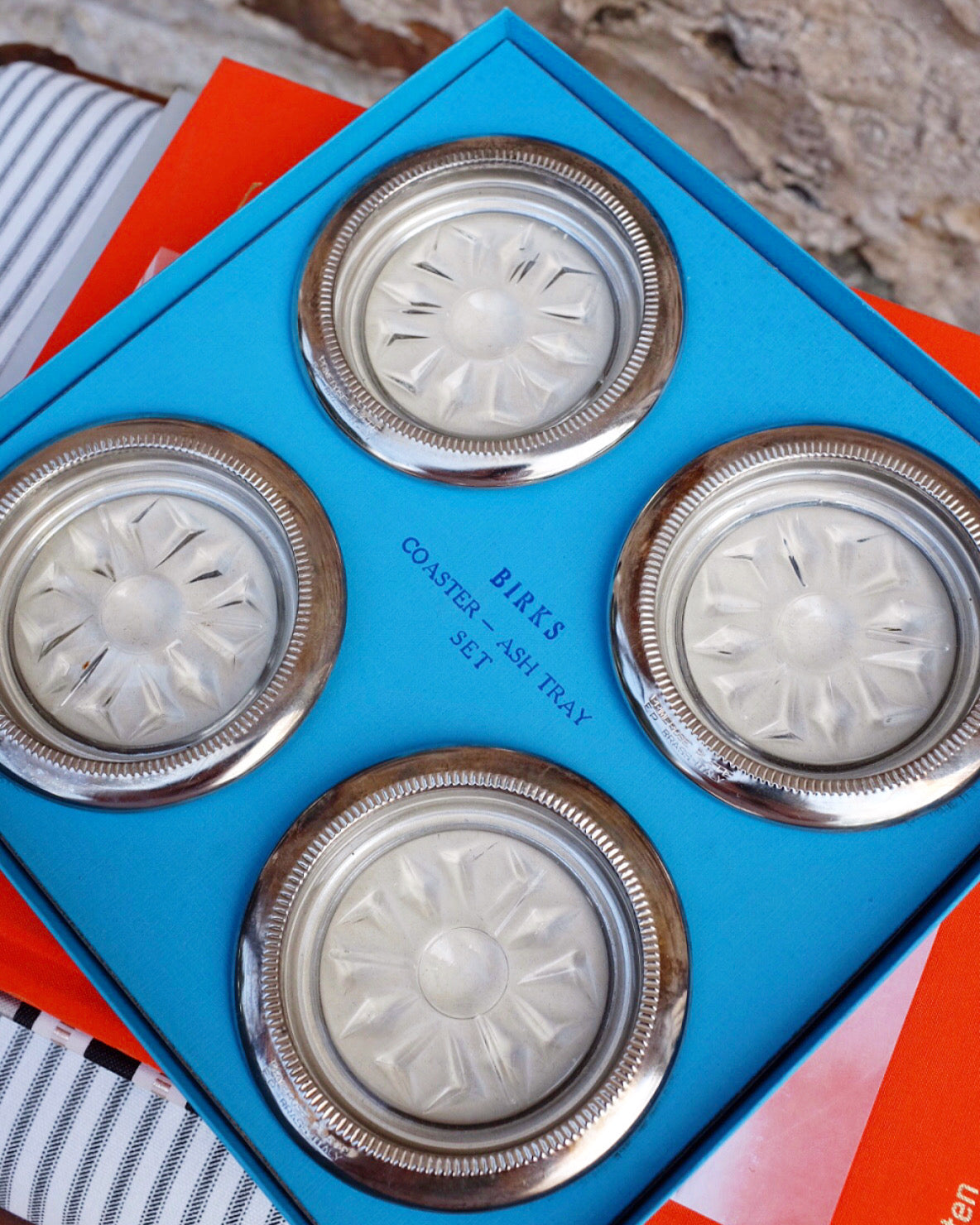 Set of 4 Birks Silver Plate Coasters in Original Box